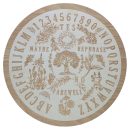 Pendelbrett Rund Holz Ø 20 cm mit Alphabet & Ziffern. Motiv Weltenbaum und Sonne